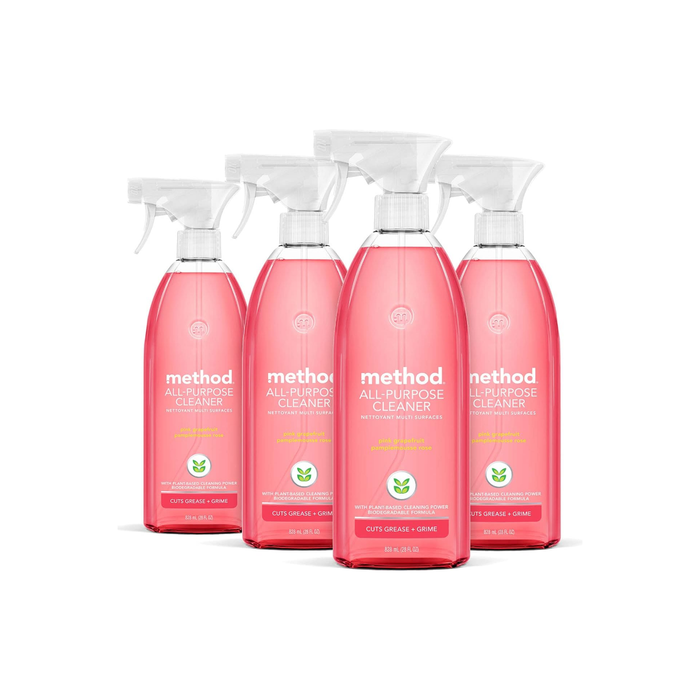 Method Antibacterial All-Purpose Cleaner, Pink Grapefruit, 28 Ounce Spray Bottle 4 PACK