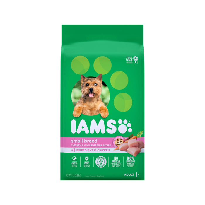 IAMS Chicken & Whole Grains Dry Dog Food for Petite & Small Breed Adult Dog, 7 lb. Bag
