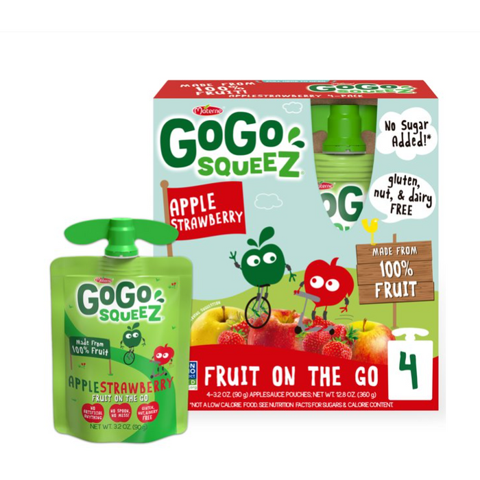GoGo squeeZ Applesauce, Apple Strawberry, 3.2 Oz