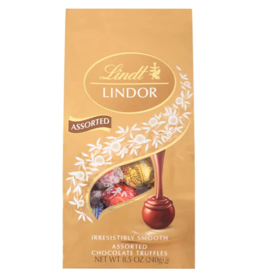 लिंड्ट लिंडोर 3 फ्लेवर असॉर्टेड चॉकलेट कैंडी ट्रफल्स, 8.5 ऑउंस बैग