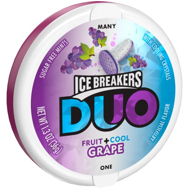 Ice Breakers Duo, Grape Flavored Mints, 1.3 Oz