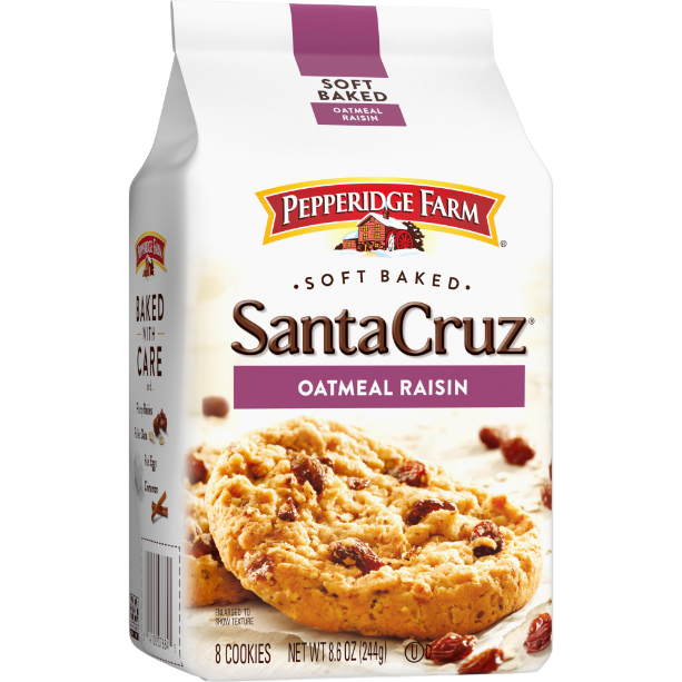 Pepperidge Farm Santa Cruz Soft Baked Oatmeal Raisin Cookies, 8.6 oz. Bag
