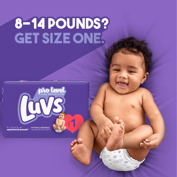 Luvs Pro Level Leak Protection Diapers, Size 1, 116 Count