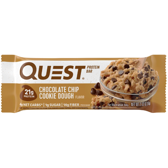Quest Protein Bar, Gluten Free, Low Carb, Chocolate Chip Cookie Dough