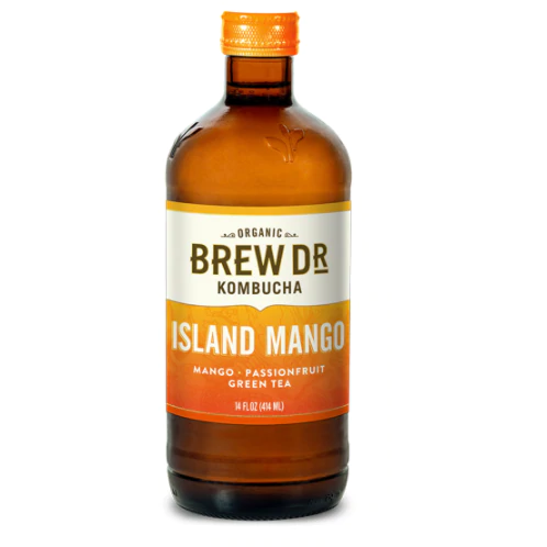Brew Dr. Kombucha, Island Mango with Passionfruit and Ginger, Organic, Probiotic Tea - 14 oz
