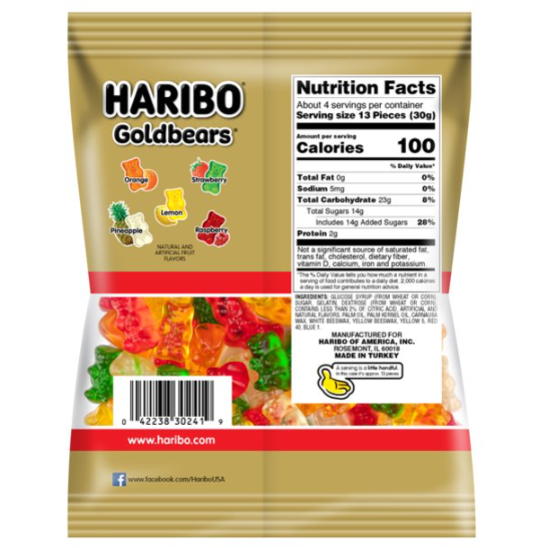 Haribo Goldbears Original Gummy Bears Bag, 4 Oz