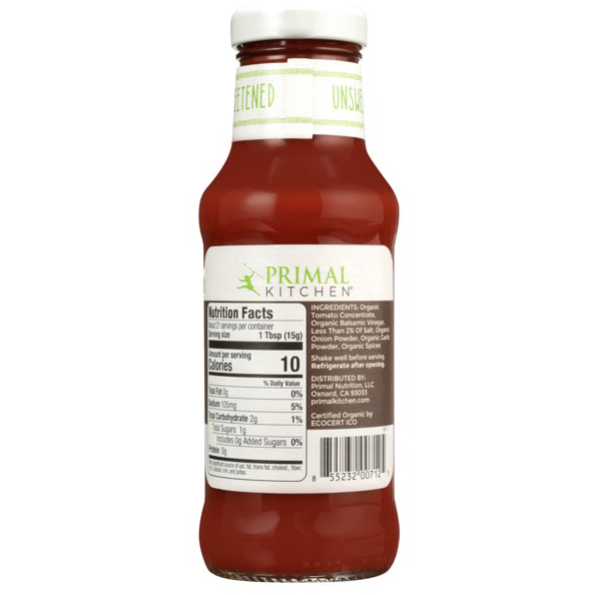 Primal Kitchen Organic and Unsweetened Ketchup, 11.3 oz Bottle