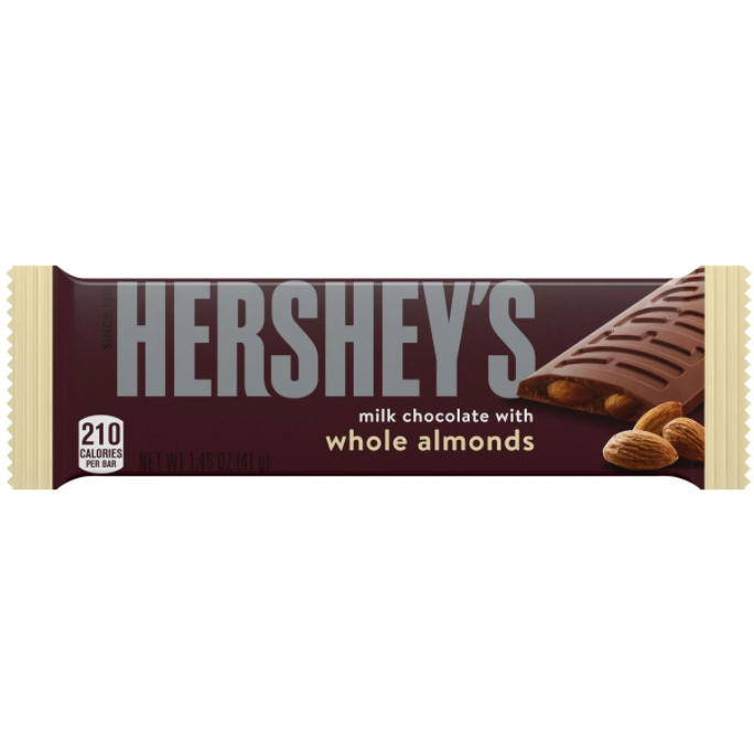 बादाम के साथ Hershey's मिल्क चॉकलेट बार 1.45oz