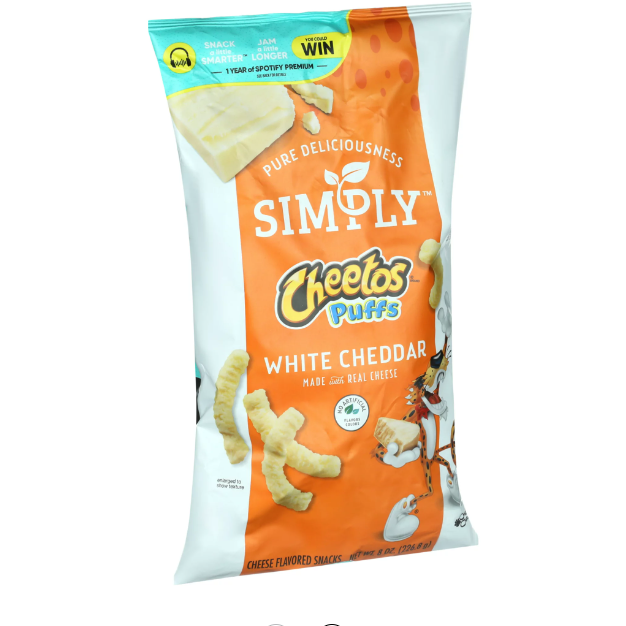 Simply Cheetos Puffs Cheese Flavored Snacks, White Cheddar, 8 Oz