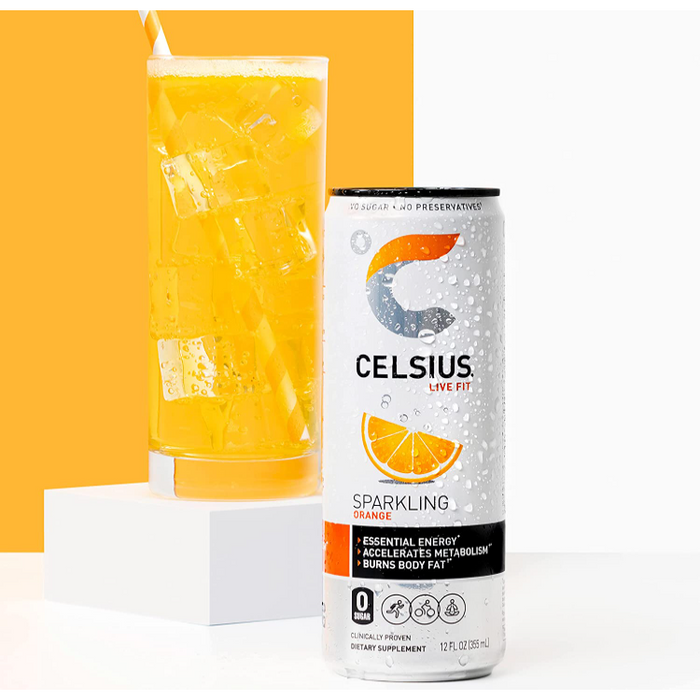 CELSIUS Essential Energy Drink 12 Fl Oz, Sparkling Orange (Pack of 12)
