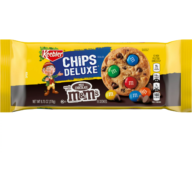 Keebler Chips Deluxe Milk Chocolate M&M's Chocolate Candies Cookies, 9.75 oz