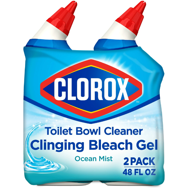 Clorox Toilet Bowl Cleaner Clinging Bleach Gel, Cool Wave - 24 oz, 2 Pack