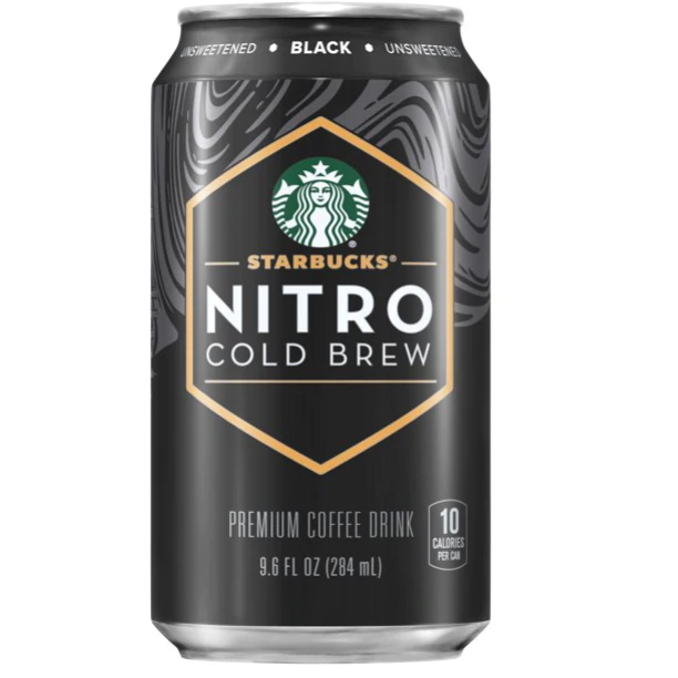 स्टारबक्स नाइट्रो कोल्ड ब्रू प्रीमियम कॉफ़ी ड्रिंक, बिना मिठास वाला काला, 9.6 आउंस