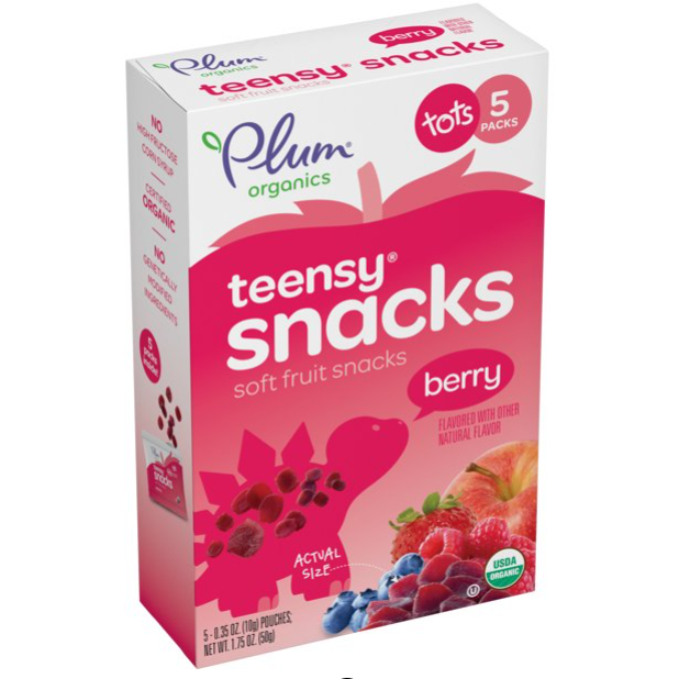 Plum Organics Teensy Snacks Organic Soft Fruit Snacks, Berry, 5 Ct