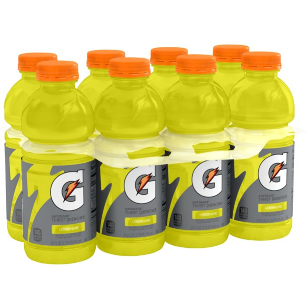 Gatorade Lemon Lime Thirst Quencher Sports Drink, 20 oz, 8 Pack