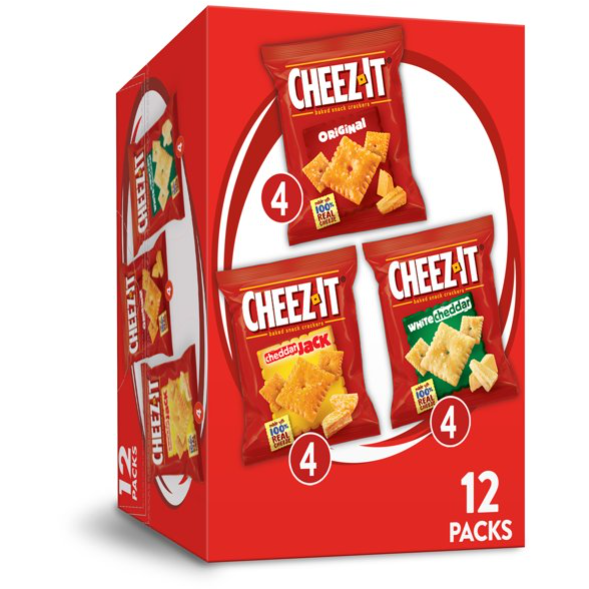 Cheez-It Cheese Crackers, Baked Snack Crackers, Office and Kids Snacks, Variety Pack, 12 Ct, 12.1 Oz, Box