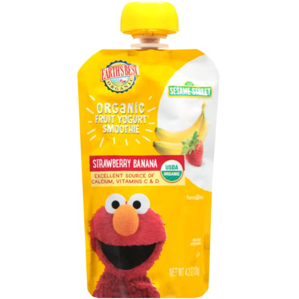 Earth's Best Organic Sesame Street Fruit Yogurt Smoothie, Strawberry Banana, 4.2 oz