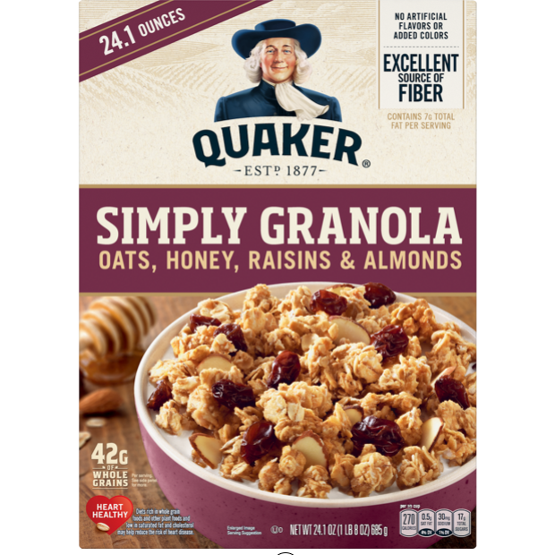 Quaker Simply Granola Oats Honey Raisins & Almonds 24.1 oz