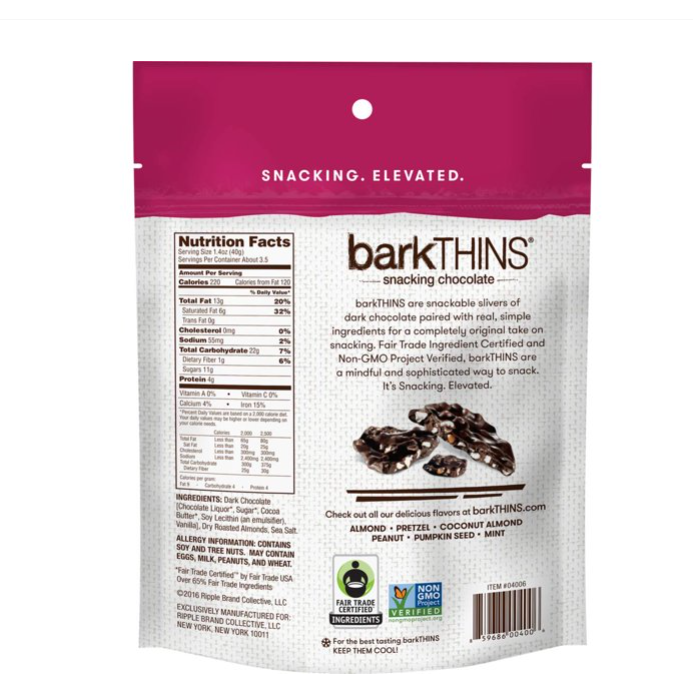 बार्कथिन बादाम सी सॉल्ट डार्क चॉकलेट के साथ - 4.7oz 