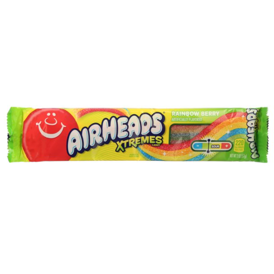 Airheads Xtremes Rainbow Berry Sour Belts Candy, 2 oz,