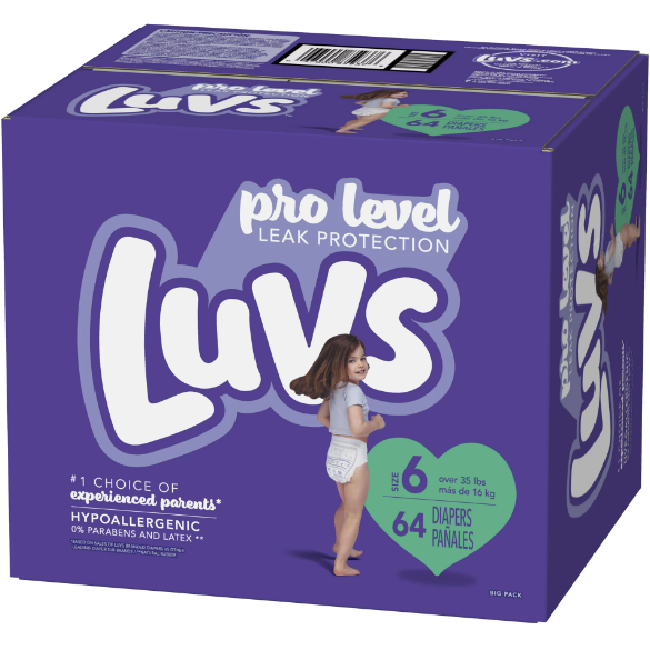 Luvs Pro Level Breathable Soft Diapers - Size 6, 64 Count