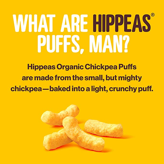 HIPPEAS Organic Vegan White Cheddar Chickpea Puffs Snack, 4 oz