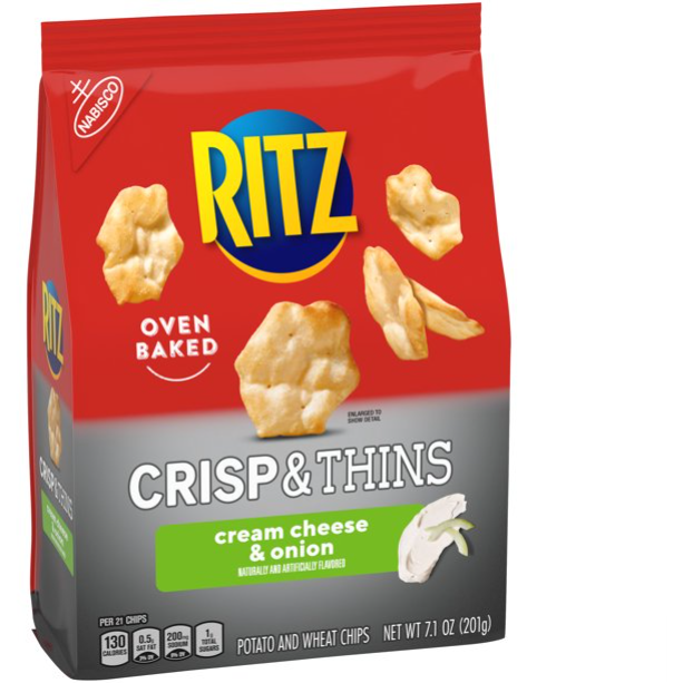 Ritz Crisp And Thins Cream Cheese And Onion Chips, 7.1 Oz