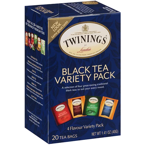 Twinings of London 4 Flavour Black Tea Bags Variety Pack, 20 Ct, 1.41 oz