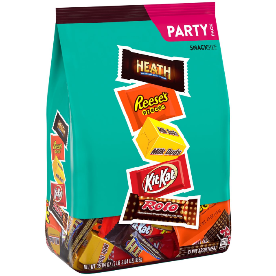 Hershey, Chocolate and Peanut Butter Assortment Snack Size Candy, Individually Wrapped, 35.04 oz, Bulk Party Pack