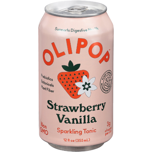 OLIPOP A New Kind of Soda, Strawberry Vanilla Sparkling Tonic, 12 fl oz