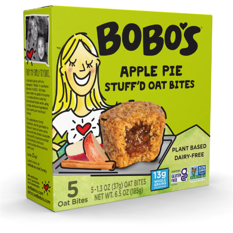 Bobo's Oat Bites, प्लांट बेस्ड, एप्पल पाई स्टफ्ड, 5 काउंट, 1.3 oz बार्स