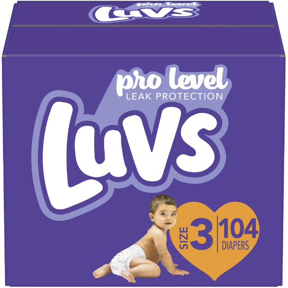 Luvs Pro Level Breathable Hypoallergenic Overnight Soft Diapers - Size 3, 104 Count