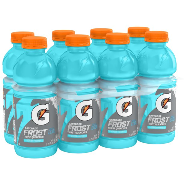 Gatorade Frost Glacier Freeze Thirst Quencher Sports Drink, 20 oz, 8 Pack.