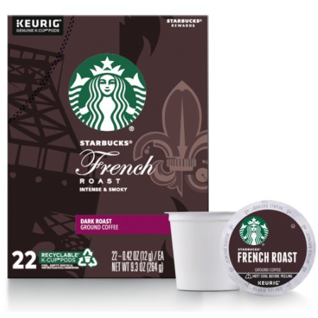 Starbucks French Dark Roast, Keurig Coffee Pods, 22 Count Box