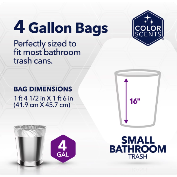 Color Scents Small Trash Bags, 4 Gallon, 80 Bags (Ocean Mist Scent, Tw -  ZADREAMZ