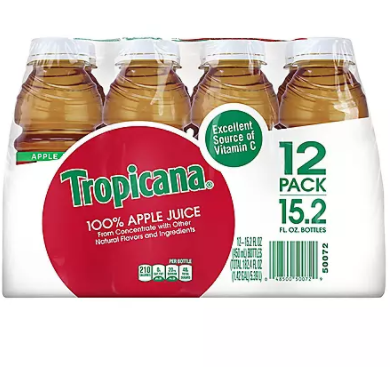 Tropicana 100% Juice, Apple Juice (15.2 oz., 12 pk.)