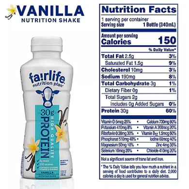 Fairlife Nutrition Plan Vanilla (11.5 fl., oz. 12pk)