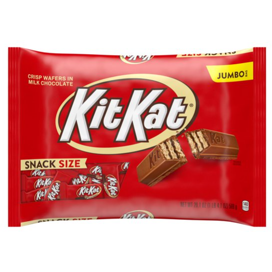 KIT KAT Milk Chocolate Snack Size Wafer Candy, Individually Wrapped, 20.1 oz, Jumbo Bag