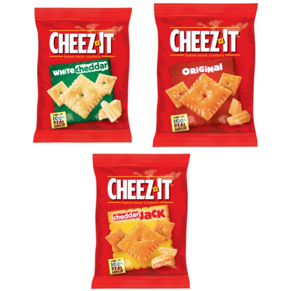 Cheez-It Cheese Crackers, Baked Snack Crackers, Office and Kids Snacks, Variety Pack, 12 Ct, 12.1 Oz, Box