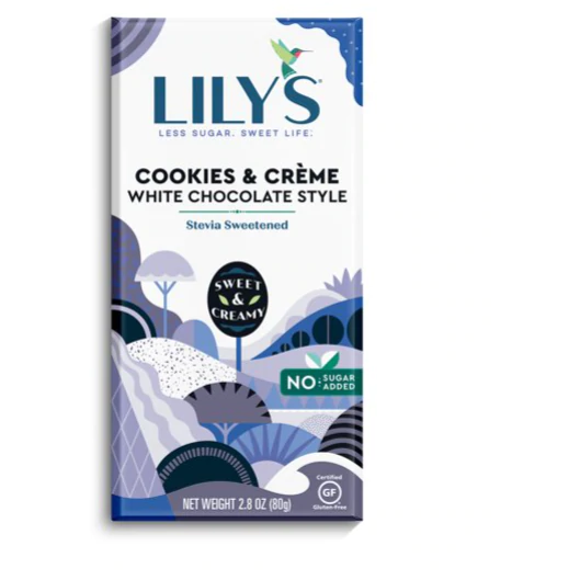 Lily's Sweets, Cookies & Crème White Chocolate Style Bar, 2.8 oz