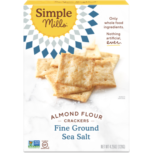Simple Mills Crackers, Fine Ground Sea Salt, Almond Flour, 4.25 oz.