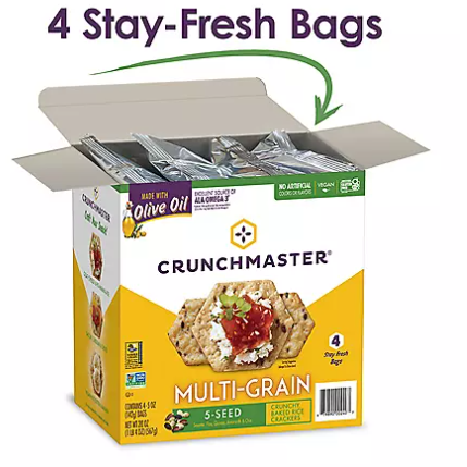 Crunchmaster 5 Seed Multi-Grain Cracker with Olive Oil (5 oz., 4 pk.)