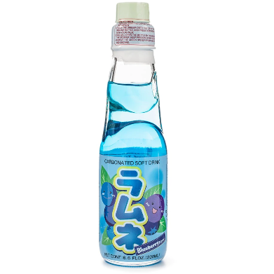 Hata Ramune Carbonated Soft Drink, Blueberry Flavor 200 ml