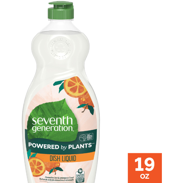 Seventh Generation Dish Soap Liquid Clementine Zest & Lemongrass Scent 19 oz