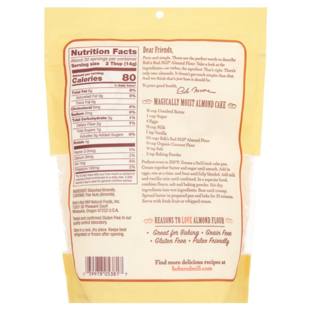 Bob's Red Mill Super Fine Almond Flour, 16 oz Resealable Bag