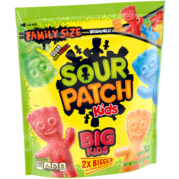 SOUR PATCH KIDS Big Soft & Chewy Candy, Family Size, 1.7 lb Bag