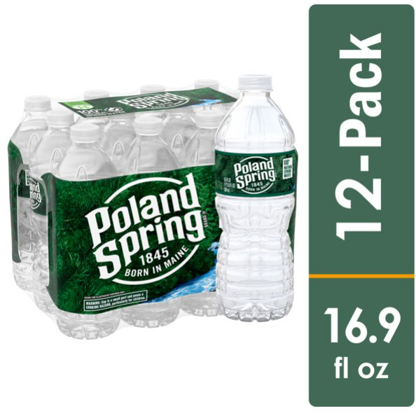 Poland Spring 100% Natural Spring Water, 16.9 Fl Oz, 12 Count Bottles