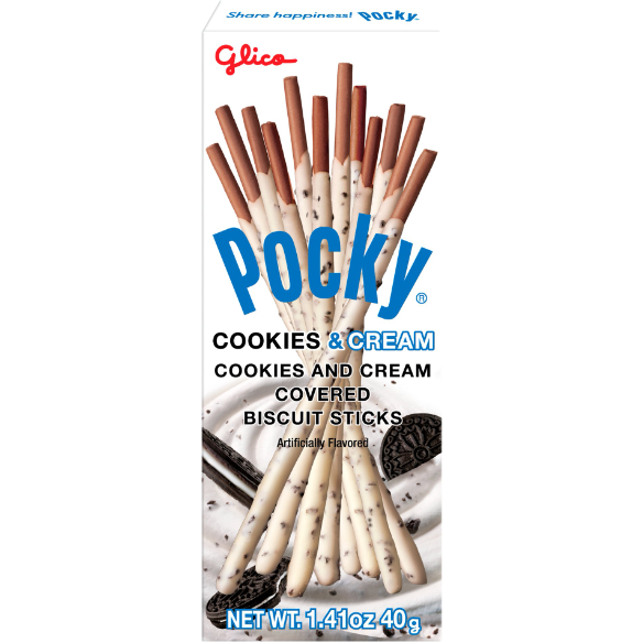Glico Pocky Cookies and Cream Covered Biscuit Sticks, 1.41 oz