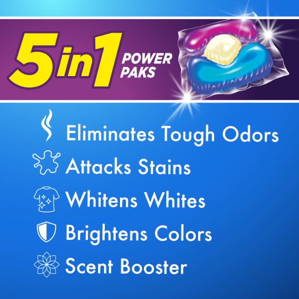 Arm & Hammer Plus OxiClean With Odor Blasters LAUNDRY DETERGENT 5-IN-1 Power Paks, 42CT (Packaging may vary)