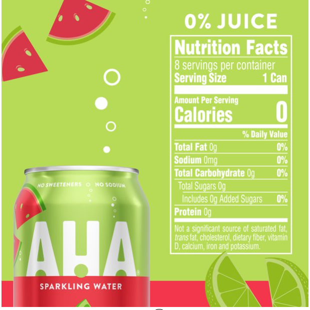 AHA Lime Watermelon Sparkling Water, 12 Fl Oz, 8 Pack Cans